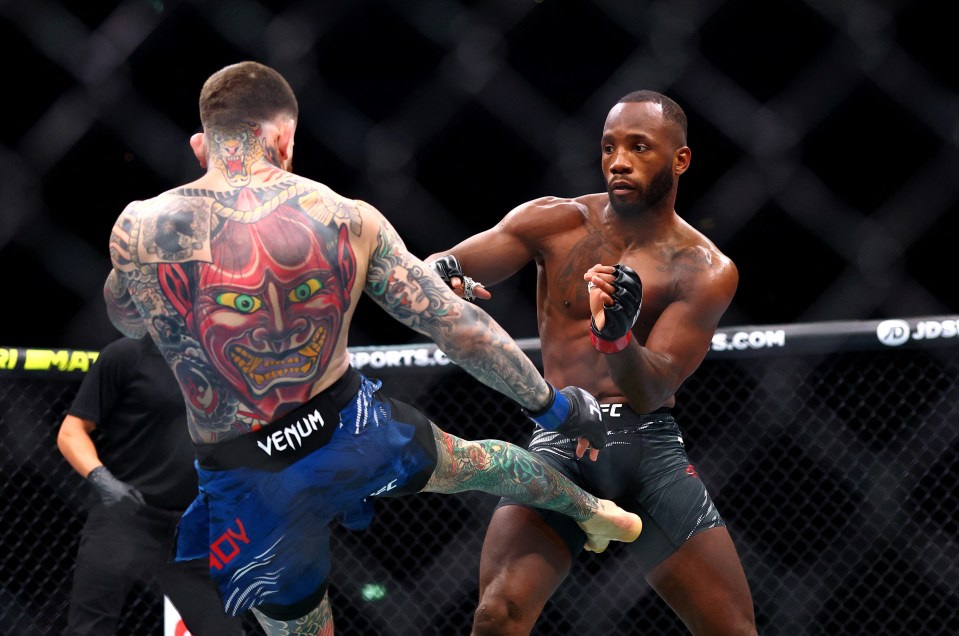 Leon Edwards in action against Sean Brady during their welterweight bout.