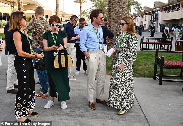 In April, the sisters took their husbands, Edoardo Mapelli Mozzi (pictured) and Jack Brooksbank, to the Bahrain Grand Prix