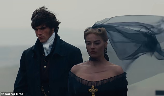 Jacob is also set to star alongside fellow Aussie Margot Robbie in the Emerald Fennell adaptation of Wuthering Heights. Pictured: Elordi and Robbie in Wuthering Heights