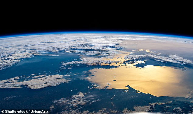 We only perceive the curve of the Earth from space. Pictured, the curvature of Earth with the sun shining on the Caspian Sea from the vantage point of the International Space Station (ISS), 262 miles up