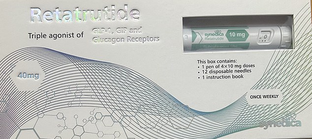 Those pushing Retatrutide call it the 'King Kong' of weight loss injections - but it has not been approved anywhere in the world. Pictured is the pen we easily bought from Moss
