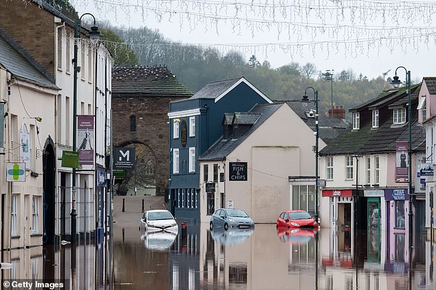 Three cars stranded following flooding on Monnow Street on November 15