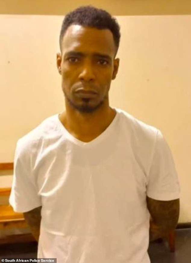 Lawrence had fled Ireland in 2014 with her South African boyfriend, Neville van der Westhuizen, 40 (pictured) shortly after the murders of best friends Eoin O'Connor, 32, and Anthony Keegan, 33, who were found in a shallow grave