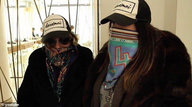 When sitting for interviews, Lovallo (right) turns off her camera and has even digitally altered her voice.