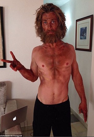 The Australian actor took to social media at the time to share a snap of himself during filming, showing the results of his more than 15lbs weight loss