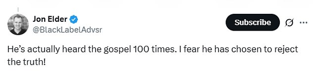 The exchange caused outrage among Christians online