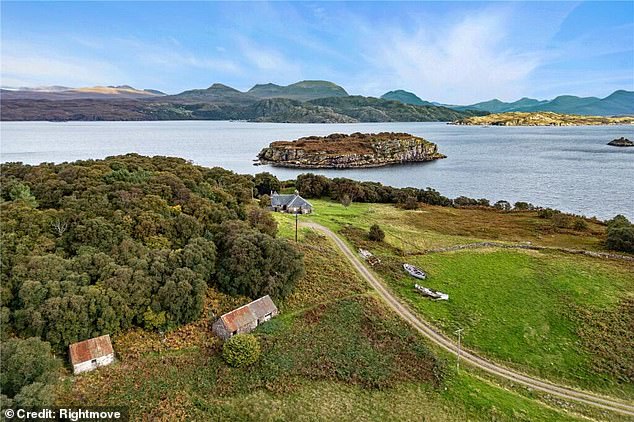 Some of the plush country estates have features to die for, including this idylic Scottish Island which is included in the sale (Arrina, £550,000)