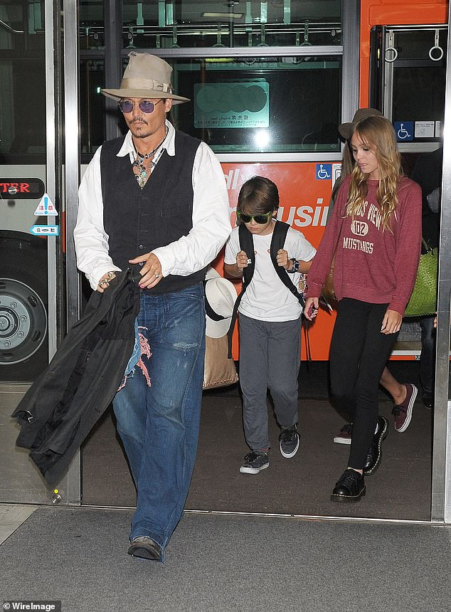 While many will be aware that Johnny Depp and Vanessa Paradis have a daughter called Lily-Rose, the showbiz exes are also parents to son Jack (Johnny with his children in 2013)
