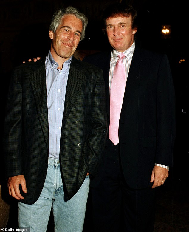 This 1997 photo shows then real estate developer Donald Trump (right) alongside Jeffrey Epstein (left), the pedophile sex offender who died in prison in 2019