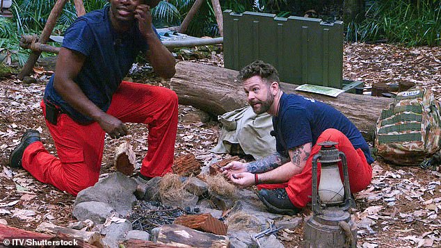 After arriving in camp first after the snake challenge Jack and Eddie got to work on starting the fire