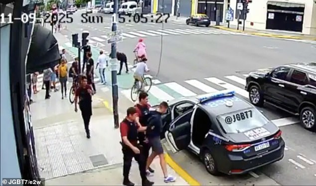 The man was arrested by Buenos Aires cops after he was held by onlookers