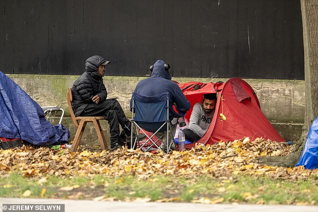 Locals say the first tents were pitched around a year ago but they keep growing and now reach around the corner of the street