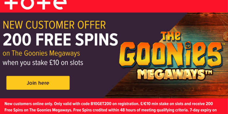 Get 200 free spins on The Goonies Megaways