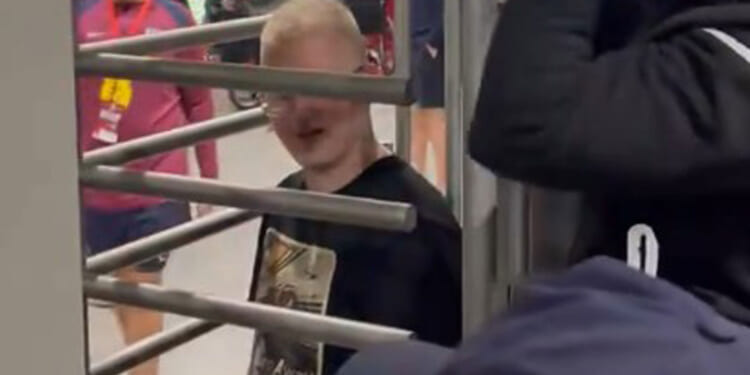 Awkward moment England fan gets stuck in turnstile at Albania stadium during World Cup qualifying win