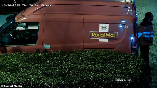 Footage from October 30 shows the brazen worker inhale the substance in the comfort of his Royal Mail vehicle