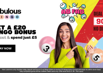 Get a £20 bingo bonus when you join Fabulous Bingo and spend £5