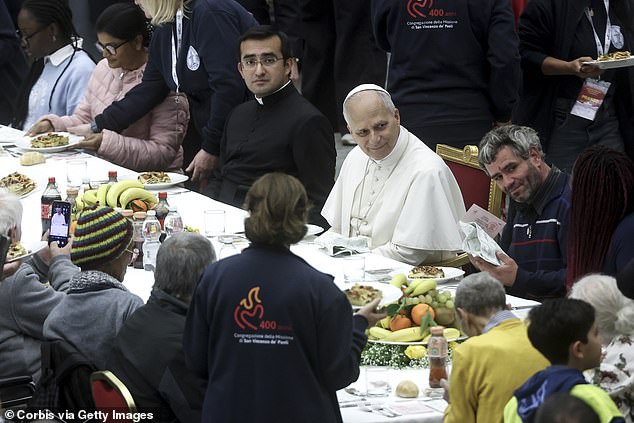The widely watched gathering inside the Vatican's sprawling Paul VI Hall is attended by more than 1,300 migrants, homeless visitors, disabled guests and low-income families