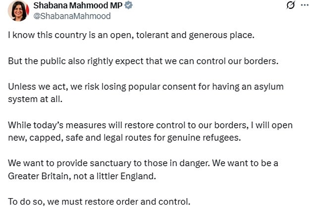 Ms Mahmood said she must take urgent action to 'restore order and control'