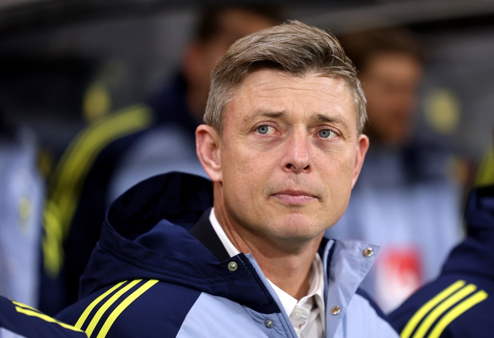 Head Coach Jon Dahl Tomasson at the FIFA World Cup Qualifier match.