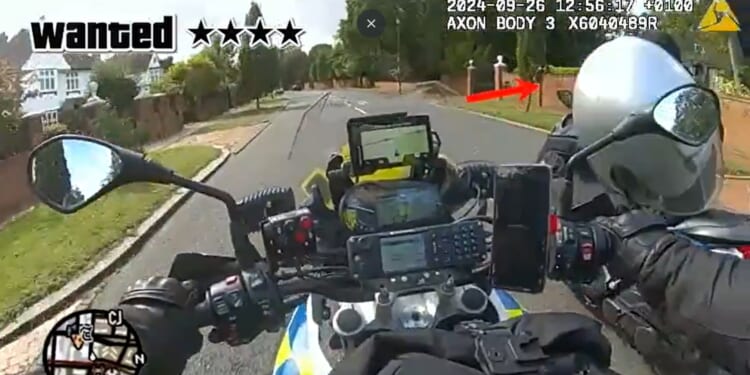 Moment moped-rider takes drastic step in bid to shake off bike cop during Grand Theft Auto-style chase