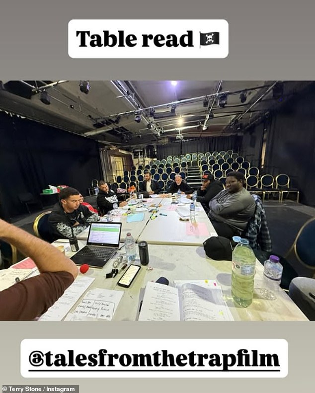 Danniella will star alongside producer and actor Terry Stone, as well as Vas Blackwood, Frazer Clarke, Judith Shekoni and Grime MC Amzzino (the cast are pictured at a table reading)