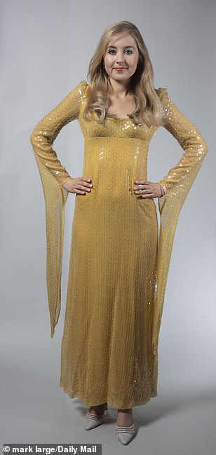 A yellow sequin gown worn by the singer on the 'Cilla' show broadcast (Cilla Black & Sasha Distel, Ein Rendezvous en Berlin) in November 1971. Price at auction: £70-£100