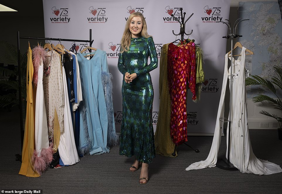 A 1970s sequin bodycon dress in Cilla's extensive collection gowns, jumpsuits, skirts, jackets and other items