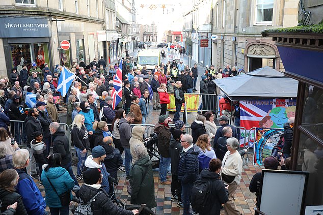 Locals gathered in Inverness city centre on Saturday for a protest over the asylum plan