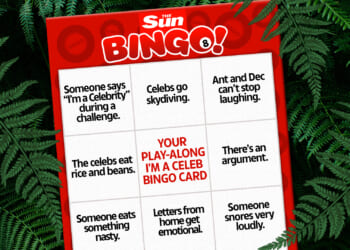 Fancy a game of I’m a Celebrity… Get Me Out Of Here play-along bingo?