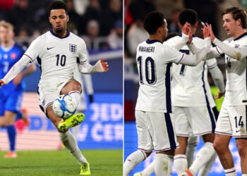 Watch Arsenal ace Nwaneri score classy lob as England U21s storm to 4-0 win to maintain 100% Euros qualifying record