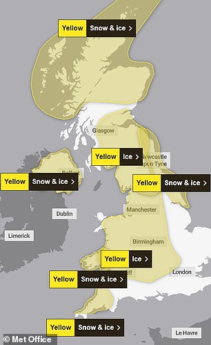 Met Office weather warnings tomorrow