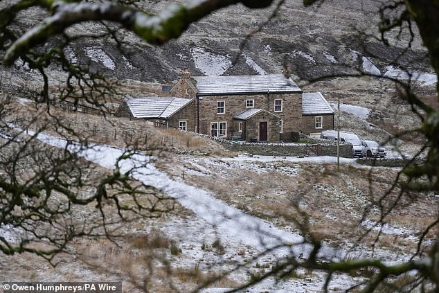 Snow at Carrshield in Northumberland this morning as the country is gripped by a cold snap