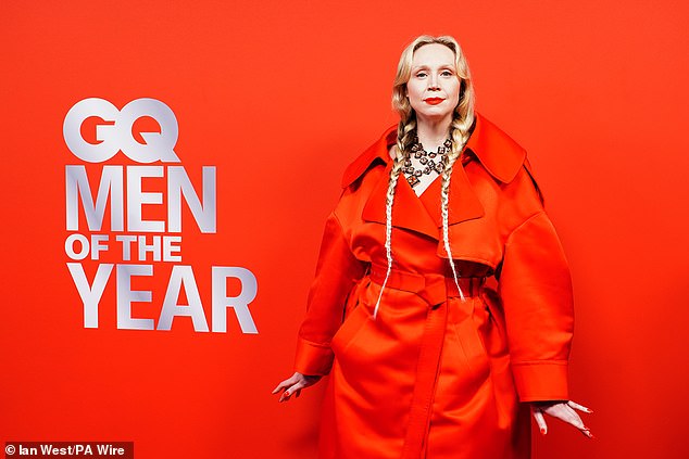 Gwendoline Christie matched the boarding in her bright red dress