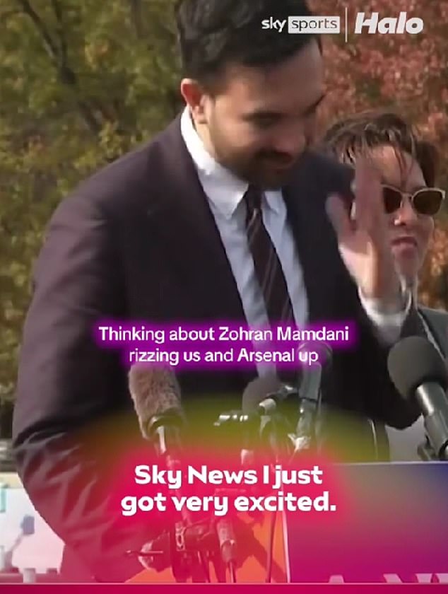 Another post showed New York City mayor-elect Zohran Mamdani speaking about his love of Arsenal, and how it was 'rizzing up' (charming) viewers