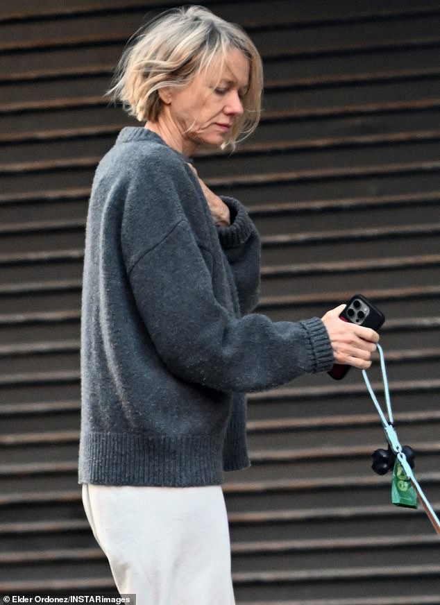 Eschewing the glamour of her recent Ryan Murphy shows All's Fair and Feud: Capote vs. the Swans, Watts opted for a casual ensemble