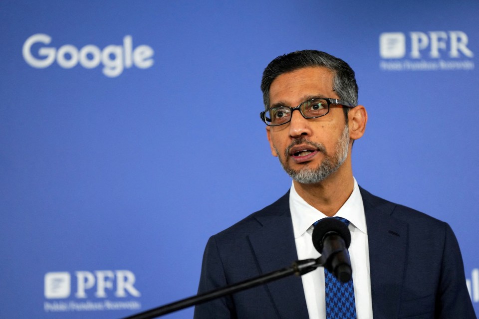 Alphabet and Google CEO Sundar Pichai speaks to media.