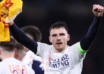 'He'll be smiling somewhere' - Emotional Andy Robertson chokes up over Diogo Jota after guiding Scotland to World Cup