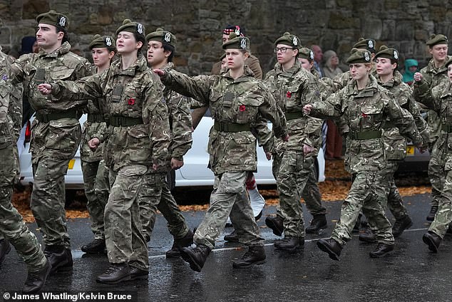 Lady Louise marched with the A Squadron, Students of Tayforth UOTR from the University of St. Andrews