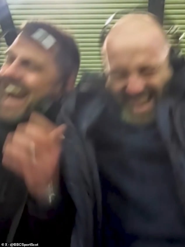 Co-commentators Steven Thompson (left) and James McFadden (right) went wild