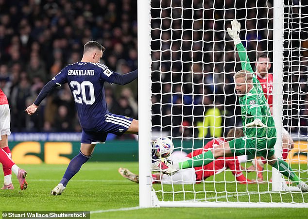 Hearts captain Lawrence Shankland thought he had sealed Scotland's qualification when he touched home from close range in the 78th minute