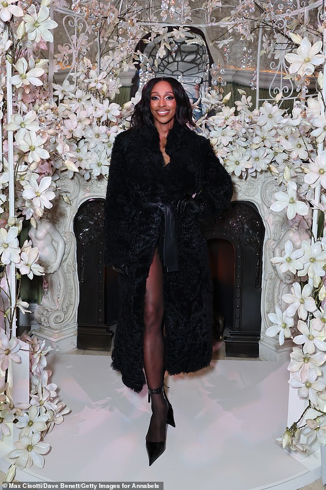 Alexandra looked incredible on the night in a black bodice, which she wore under a faux fur jacket, which was belted around her waist