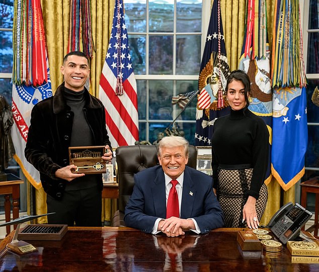 The soccer star thanked Trump for hosting him and fiancee Georgina in the Oval Office