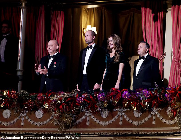 The pair were seen smiling from the Royal balcony