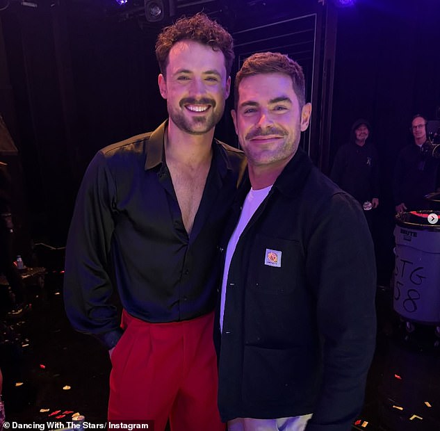 On Tuesday night, the actor, 38, arrived to support his younger brother, Dylan, 33, who found himself at the bottom of the leaderboard with a total of 55 points for both of his dances