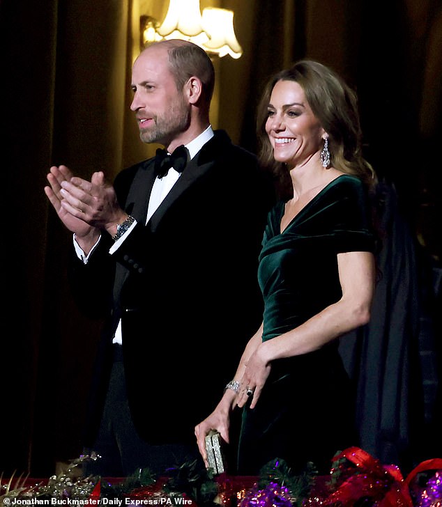 The Prince and Princess of Wales appeared in joyful spirits as they applauded a performance at the Royal Albert Hall