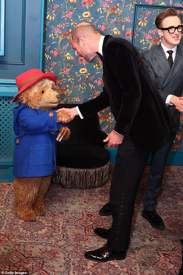 The Duke of Cambridge even kindly asked the beloved bear if he could shake his hand while remarking, 'Your sandwich looks very nice'