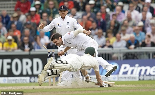 I got Smith out eight times in Tests - and also ran him out on my home ground of Old Trafford in 2013 (pictured)