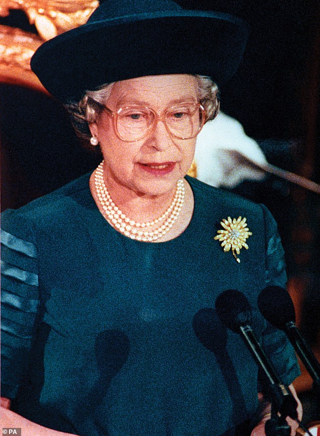 Four days after the Windsor Castle fire, the late Queen gave a speech held at a lunch in the City of London to mark her 40 years on the throne. Quoting the words of her former assistant private secretary Sir Edward Ford, she described 1992 as her 'annus horribilis'