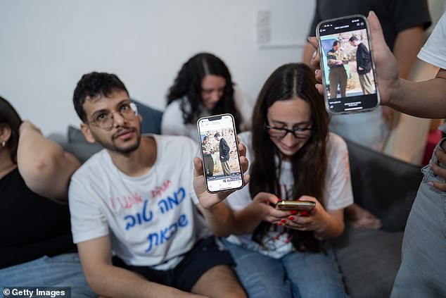 Mr Gilboa-Dalal seen with his family after his release