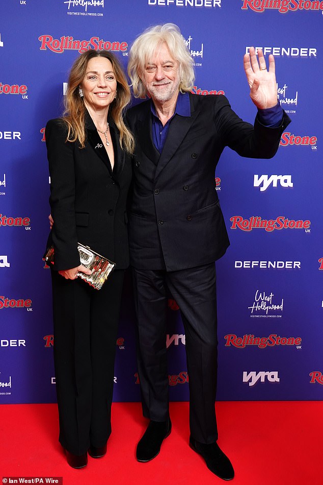 Sir Bob Geldof, who is set to be honoured with a Lifetime Achievement prize, arrived with his wife Jeanne Marine